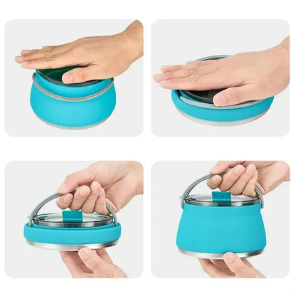 Collapsible Silicone Camping Pot Kettle with Lid