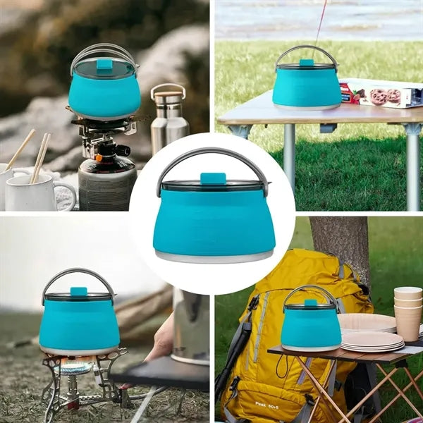 Collapsible Silicone Camping Pot Kettle with Lid
