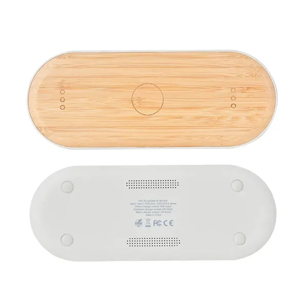 Bamboo Wireless Charging Pad with Speakers