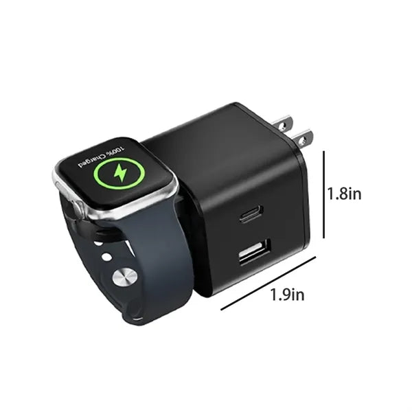 Compact Smartwatch Charger Wall Adapter with USB Ports