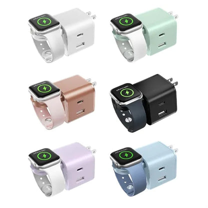 Compact Smartwatch Charger Wall Adapter with USB Ports