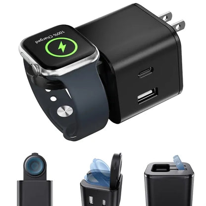 Compact Smartwatch Charger Wall Adapter with USB Ports