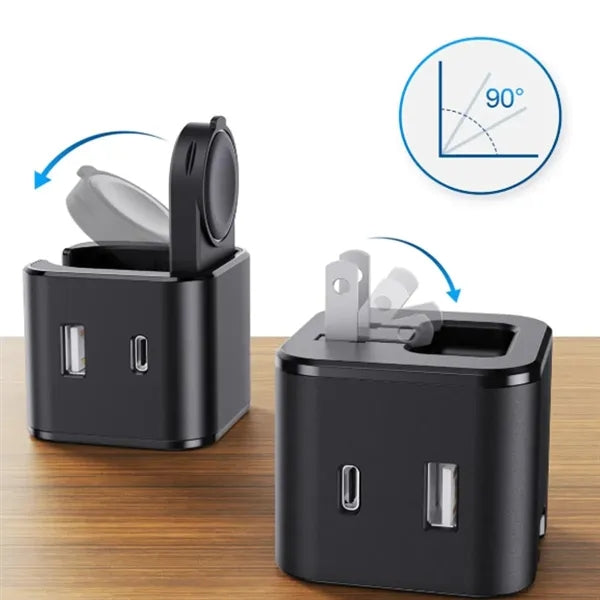 Compact Smartwatch Charger Wall Adapter with USB Ports