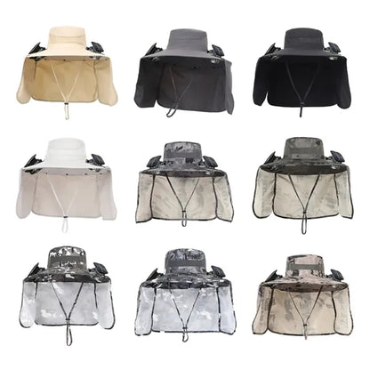 Solar Powered Cooling Sun Hat with Neck Flap
