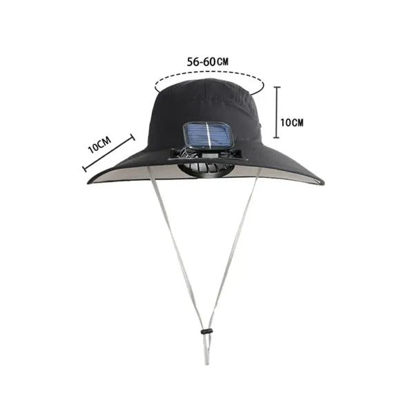 Solar Powered Outdoor Bucket Hat with Cooling Fan