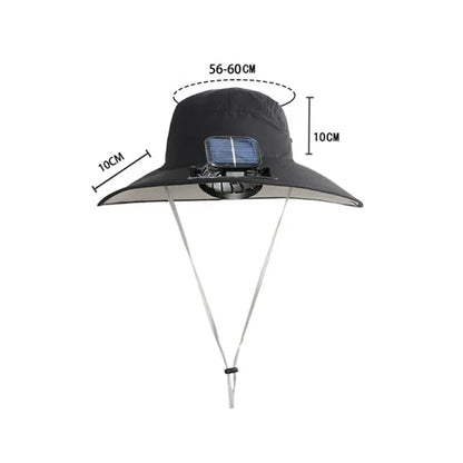 Solar Powered Outdoor Bucket Hat with Cooling Fan
