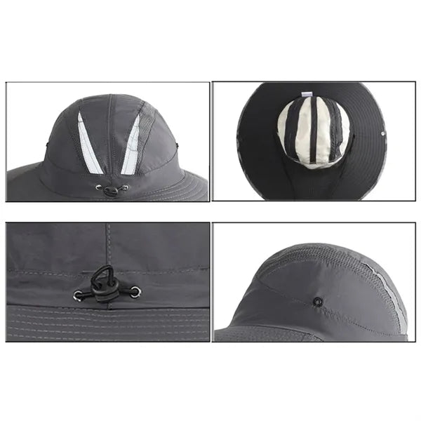 Solar Powered Outdoor Bucket Hat with Cooling Fan