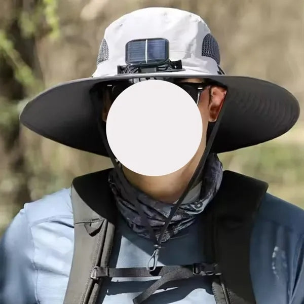 Solar Powered Outdoor Bucket Hat with Cooling Fan