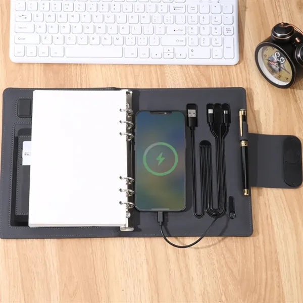 A5 Executive Zippered Organizer with Power Bank & Cables