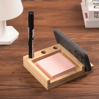 Bamboo Multi-Functional StickyNotes Desk Organizer