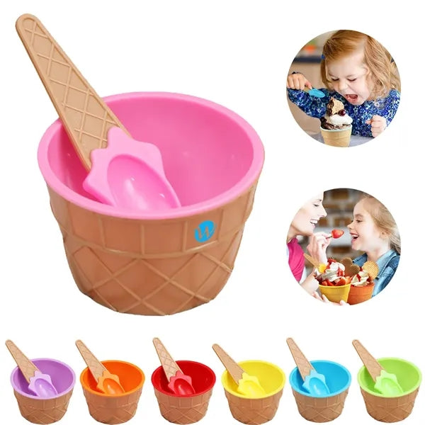6 OZ Colorful Stackable Plastic Ice Cream Toddler Bowls