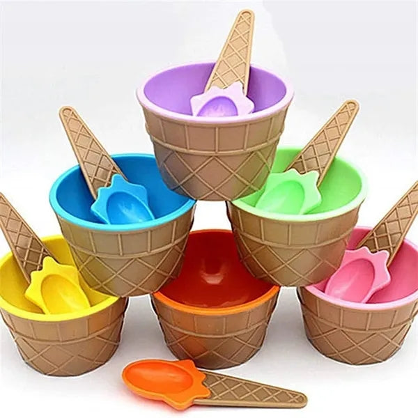 6 OZ Colorful Stackable Plastic Ice Cream Toddler Bowls