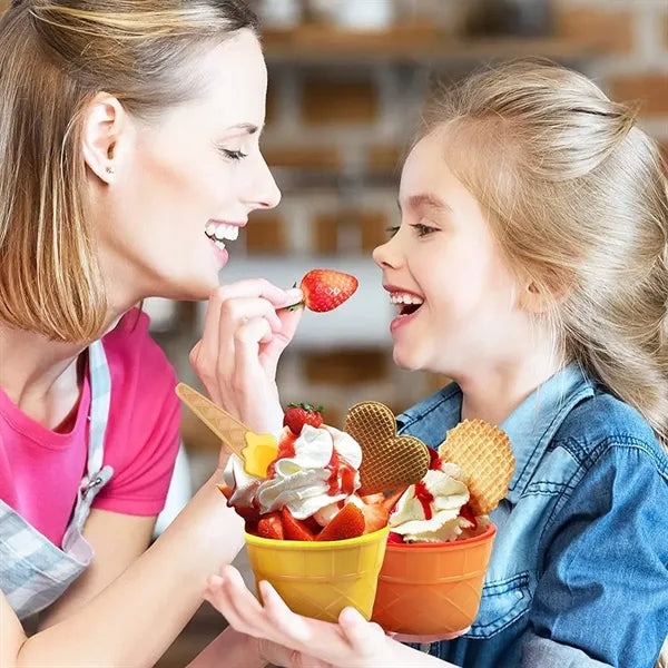 6 OZ Colorful Stackable Plastic Ice Cream Toddler Bowls