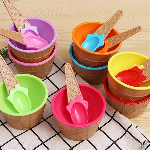 6 OZ Colorful Stackable Plastic Ice Cream Toddler Bowls