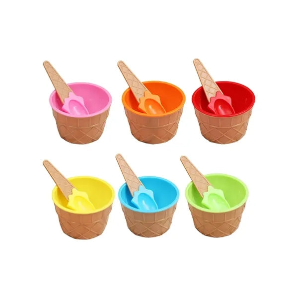6 OZ Colorful Stackable Plastic Ice Cream Toddler Bowls