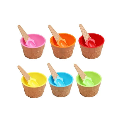 6 OZ Colorful Stackable Plastic Ice Cream Toddler Bowls