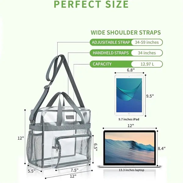 Clear Stadium Tote Bag with Reinforced Strap