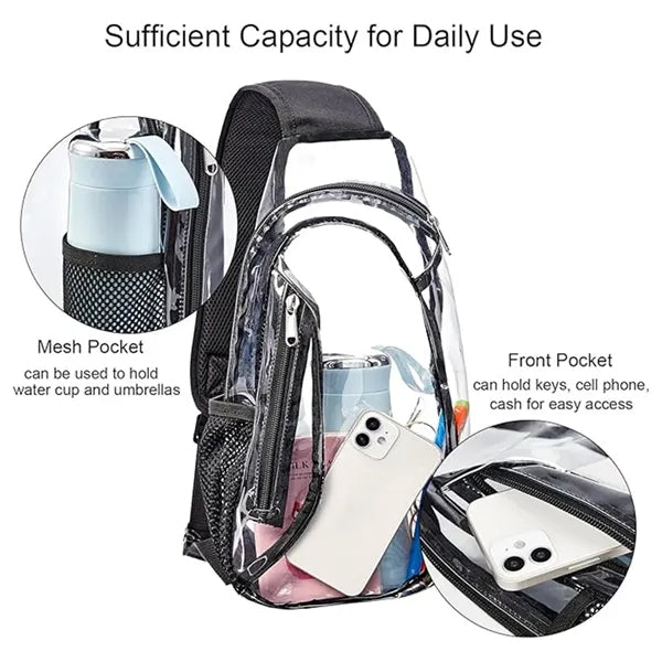 Stadium-Approved Clear PVC Sling Bag for Hiking