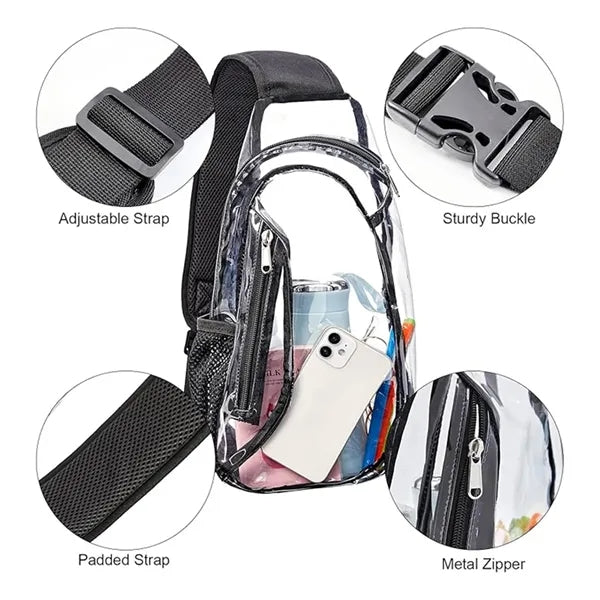 Stadium-Approved Clear PVC Sling Bag for Hiking