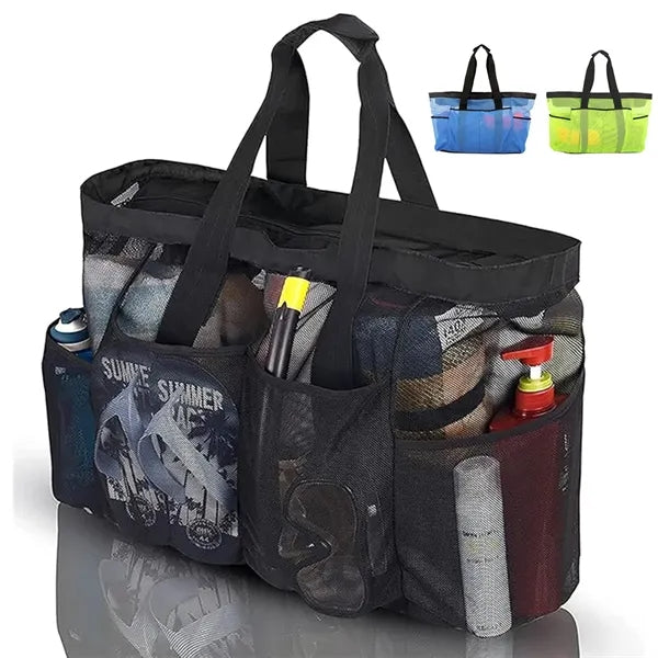 Extra Large Mesh Beach Tote with Zipper & Pockets