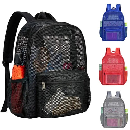 See-Through Mesh College Backpack with Padded Straps