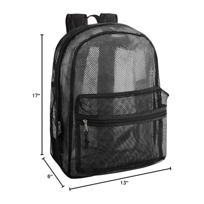 See-Through Mesh College Backpack with Padded Straps