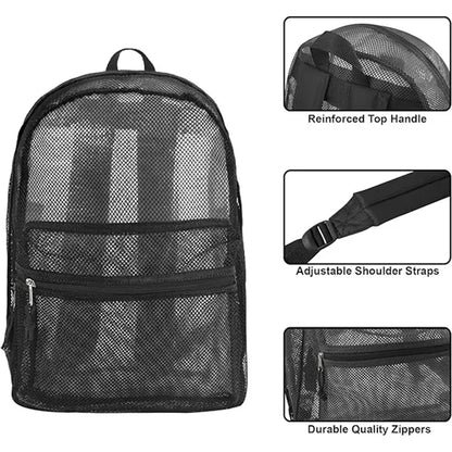 See-Through Mesh College Backpack with Padded Straps