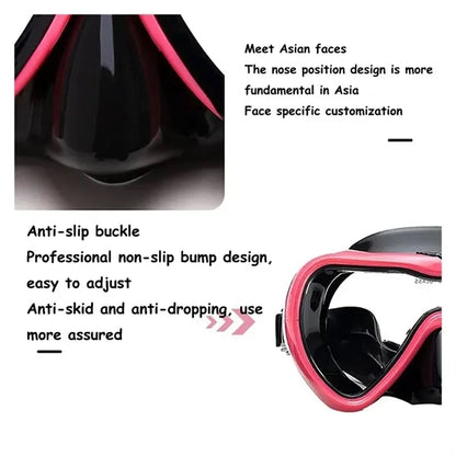 Wide-View Anti-Fog Adjustable Soft Silicone Snorkel Mask