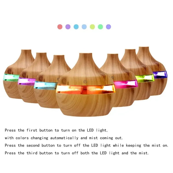 Wood Grain 7 Colors Air Humidifier Essential Oil Diffuser
