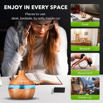Wood Grain 7 Colors Air Humidifier Essential Oil Diffuser