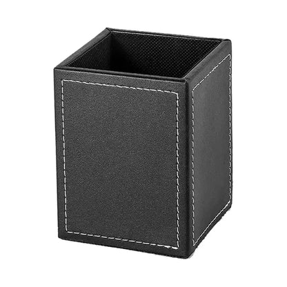 Waterproof Scratchproof Base PU Leather Desk Pen Holder