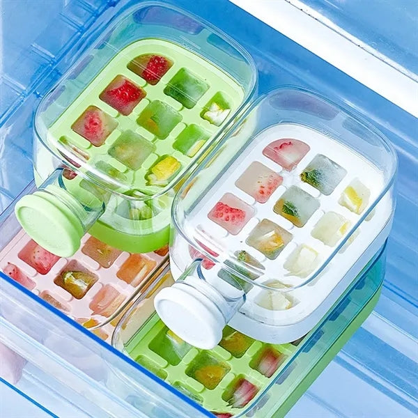Straw Cup with No-Touch Ice Tray and Homemade Ice Cubes