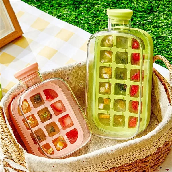 Straw Cup with No-Touch Ice Tray and Homemade Ice Cubes