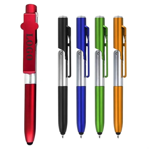 4-in-1 Stylus Ballpoint Pen with LED Light and Phone Stand