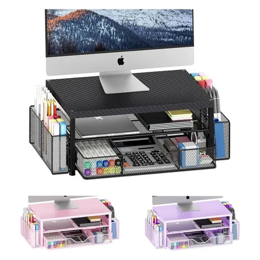 Monitor Riser Desk Organizer with Drawer
