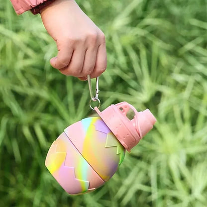 24oz Foldable Eggshell Silicone Bottle with Carabiner