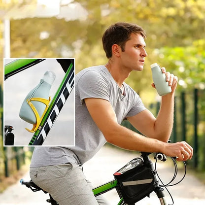 17oz bowling pin foldable silicone bottle with carabiner.