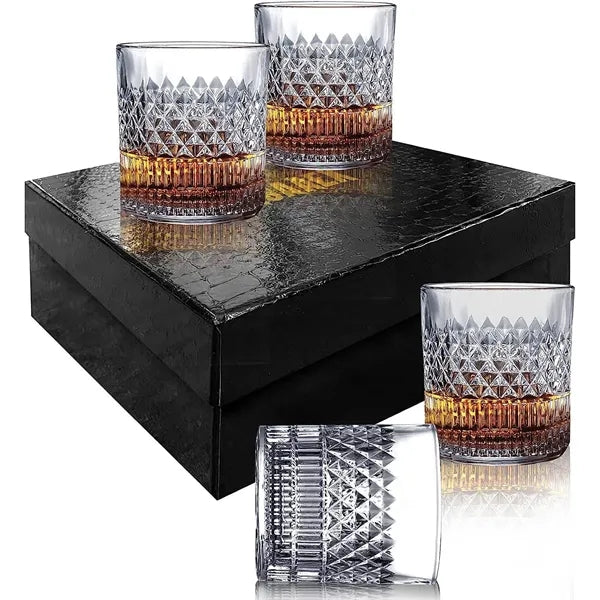 Whiskey Glass Set of 4 with Luxury Gift Box