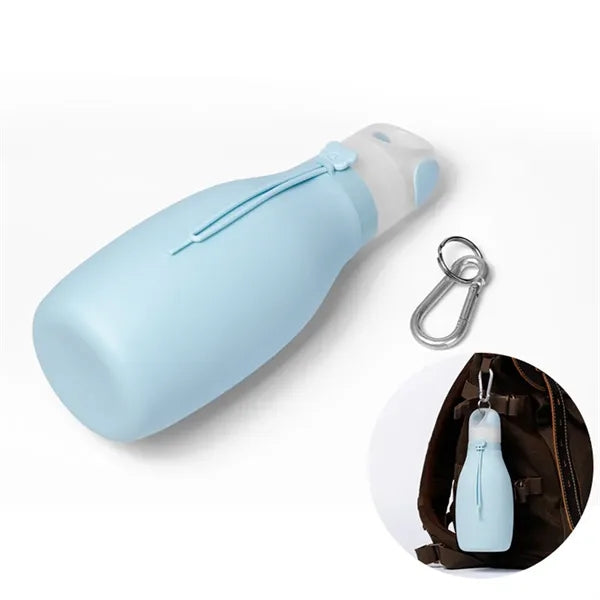 17oz bowling pin foldable silicone bottle with carabiner.
