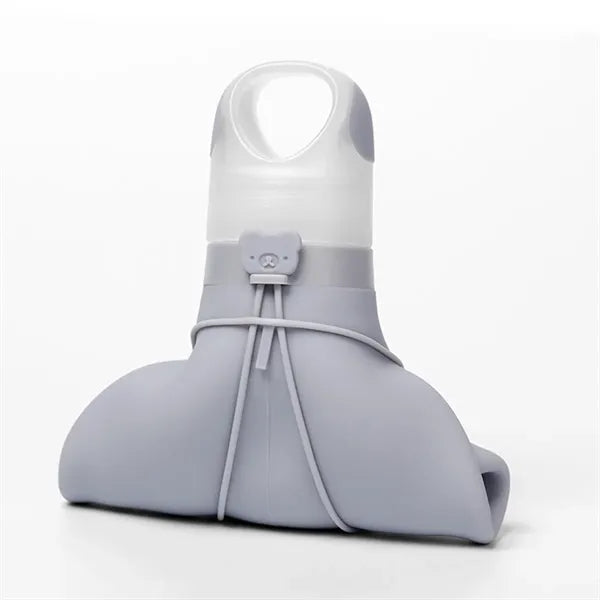 17oz bowling pin foldable silicone bottle with carabiner.