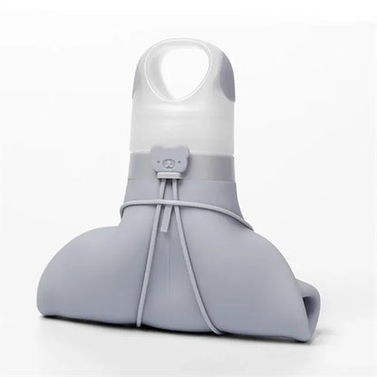 17oz bowling pin foldable silicone bottle with carabiner.