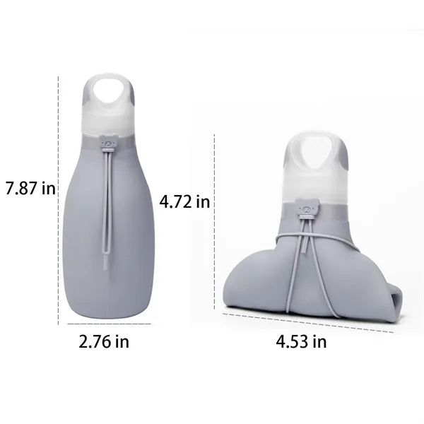 17oz bowling pin foldable silicone bottle with carabiner.