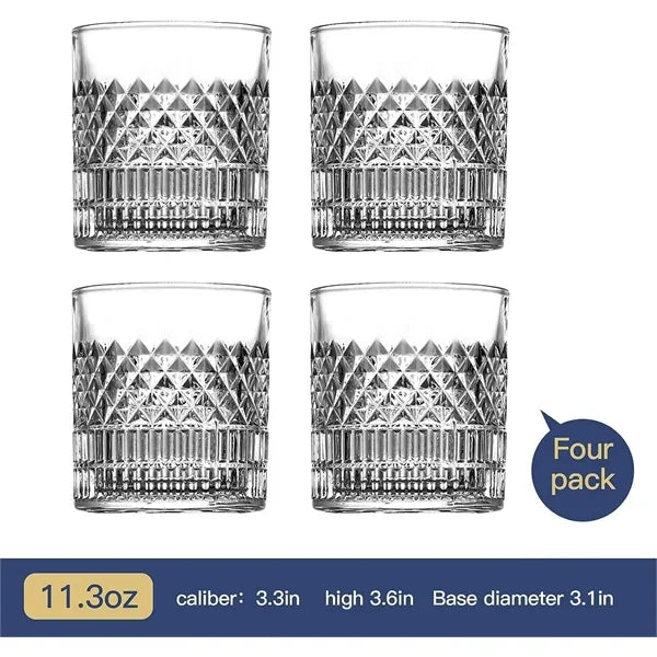 Whiskey Glass Set of 4 with Luxury Gift Box