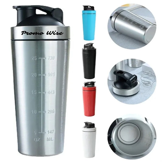 25OZ Stainless Steel Cup with Scale and Stirring Ball