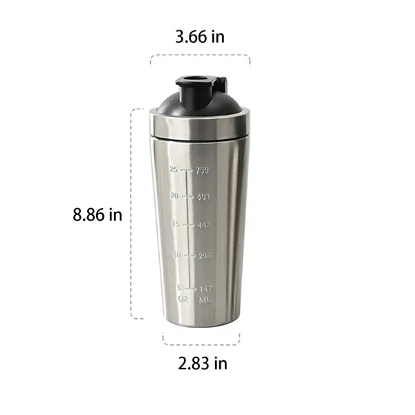 25OZ Stainless Steel Cup with Scale and Stirring Ball