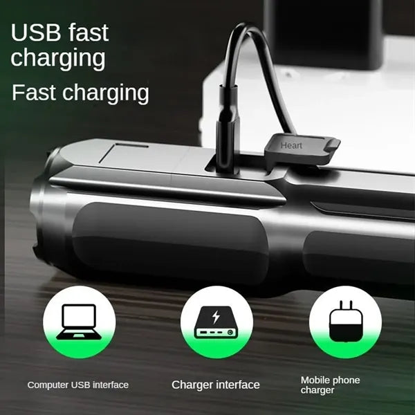 USB DirectCharging and Telescopic Zoom Outdoor Flashlight