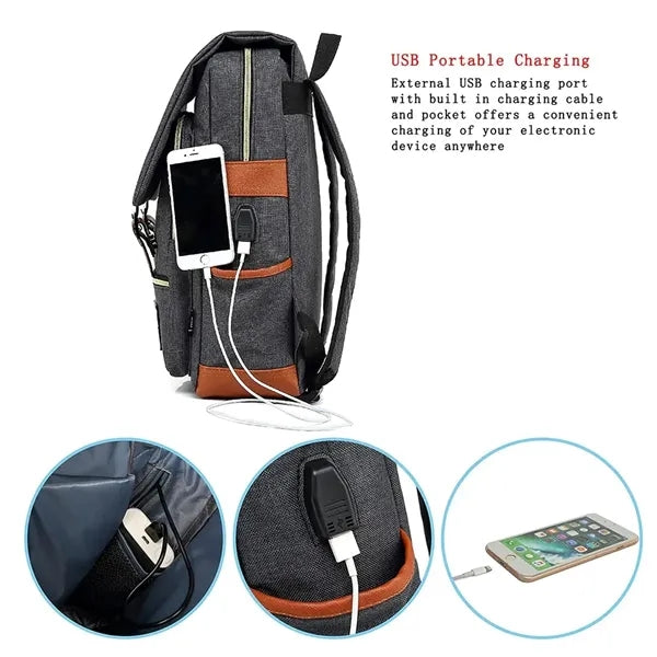 Oxford Laptop Daypack with USB Charging Port