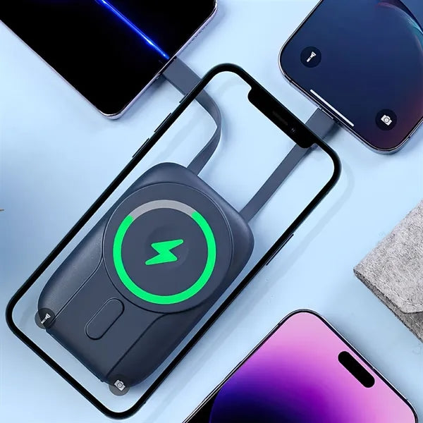 Magnetic Power Bank with Cables and Stand