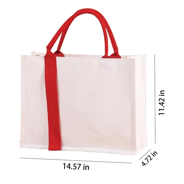 Custom Canvas Gift Bag With Handle And Laminated Surface