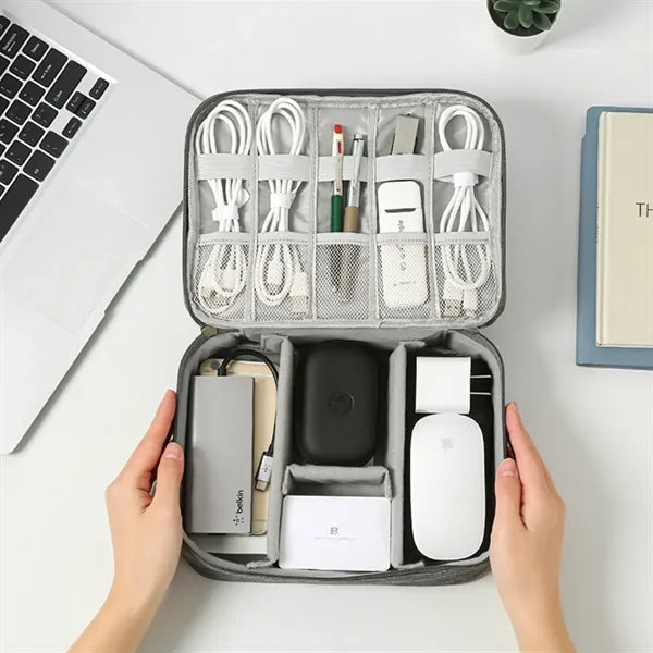 Double-Layer Travel Electronics Organizer Bag
